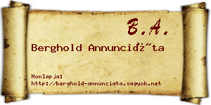 Berghold Annunciáta névjegykártya